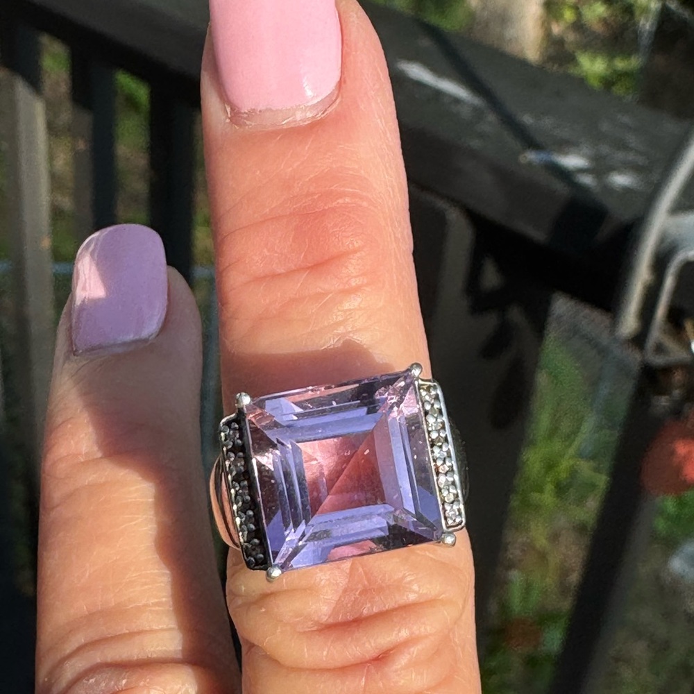 925 Square Cut Amethyst Ring - image 3